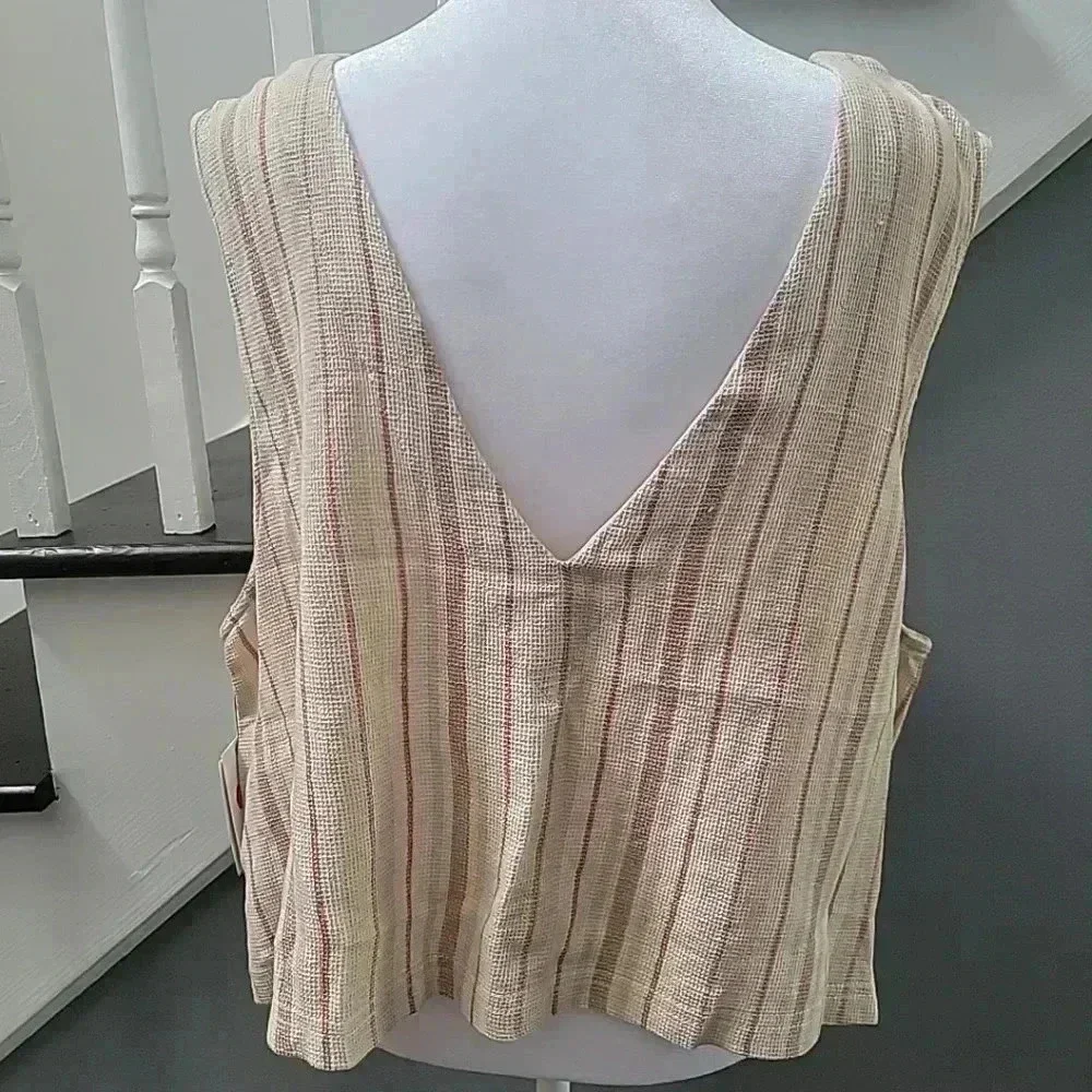 NWT Treasure & Bond SIDE BUTTON REVERSIBLE TANK IN IVORY JANA STRIPE XL - Picture 4 of 5